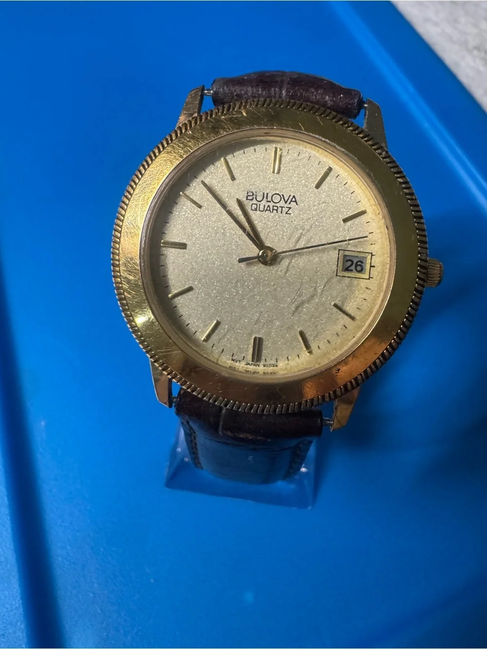 Bulova Gold and Brown Quartz Dress Watch with Date
